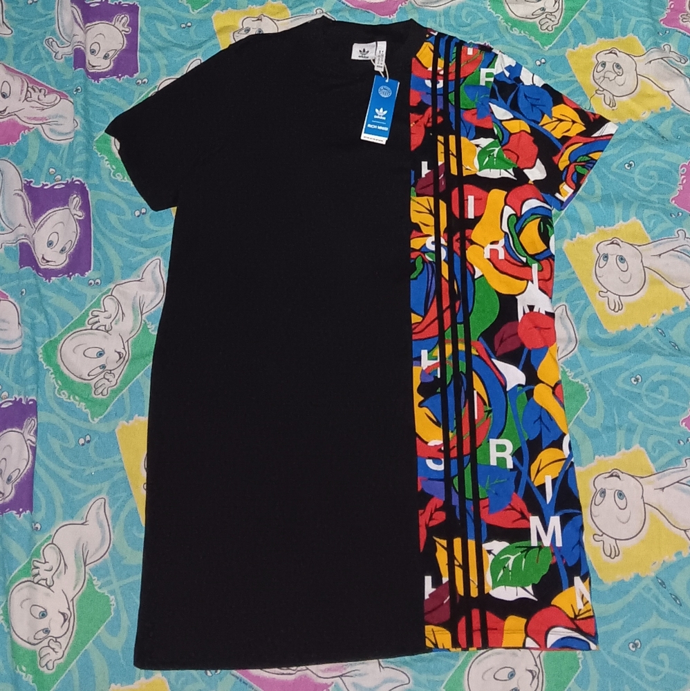New Rich Minsi Adidas Trefoil Baggy Flowy T Shirt Dress